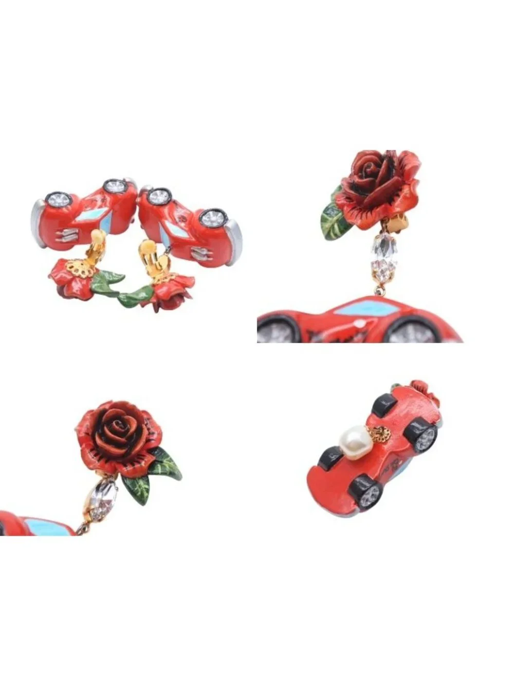 Dolce & Gabbana Earrings Faux Pearl Rhinestone Rose
